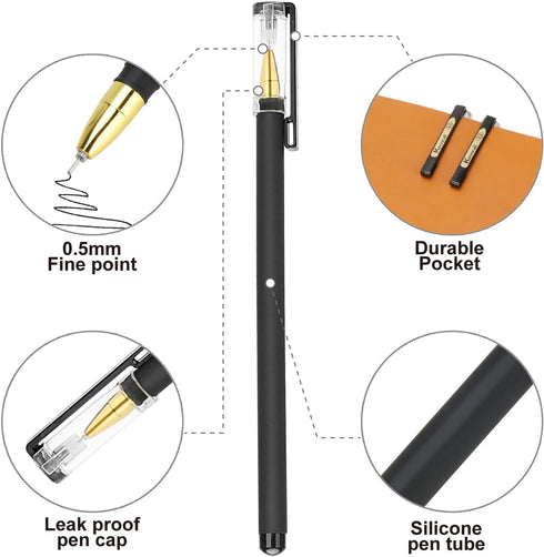 Gel Pens, 0.5mm Black Ink Pens, Fine Point Smooth Writing Pens - Pack of 10, Bulk Ink Gel Pen, Fine Tip Ballpoint Pens, Rollerball Pens for Office...