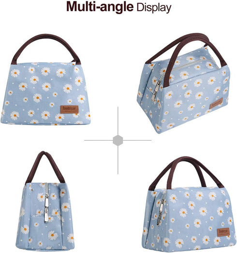 Buringer Insulated Lunch Bag Lunch Box for Women Men Adult Lunch Tote for Work Picnic Travel (Blue Daisy)...