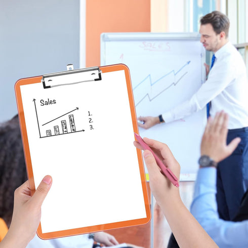 Rimilak Plastic Clipboards with Low Profile Metal Clip, Translucent Clip Board, 12.5 x 9 Inch Letter Size | Office Supply | back to school, Orange...