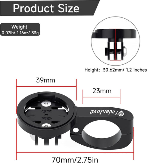 Aero Bar Bike Mount, Bike Computer Mount for Garmin Edge, Aluminium Alloy Aero Bar Bike Computer Mount Fits for Bike GPS Computer,for Garmin, for ...