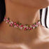 Boho Flower Lace Choker Necklace Pink Rose Choker Chain Vintage Floral Choker Collar Jewelry for Women Teen Girls...