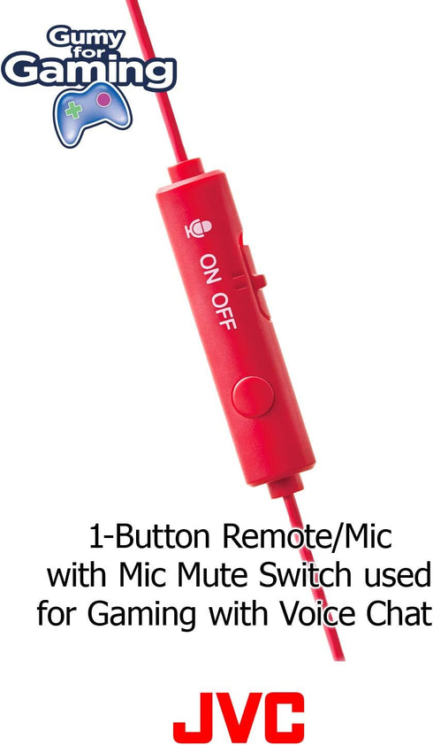 JVC Gumy Gamer, in Ear Earbud Headphones with Mic, Remote, and Mute Switch for Gaming and Chatting, Powerful Sound, Comfortable and Secure Fit, Si...