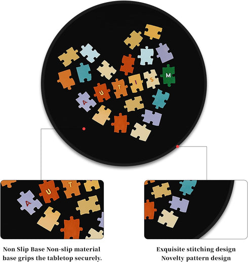 Small Mouse Pad, Autism Awareness Round Mousepad with Non-Slip Rubber Base, Stitched Edge Mouse Pads for Desk Accessories Wireless Mouse Laptop Ga...