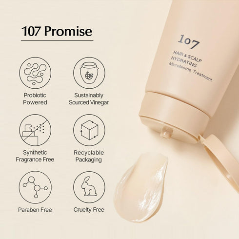 107 HAIR & SCALP HYDRATING Microbiome Treatment 180ml | 6.1 fl oz | Hair Mask | Scalp Soothing | Korean skin care | Paraben Free, Cruelty Free...