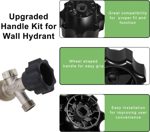 Bonbo Replacement for 630-7965 Wall Hydrant Handle Kit, for 300/400/500 Series Mansfield Wall Hydrant, Wheel Shaped Handle...