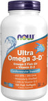 NOW Supplements, Ultra Omega 3-D™, Omega-3 Fish Oil + Vitamin D-3, Cardiovascular Support*, 180 Softgels...