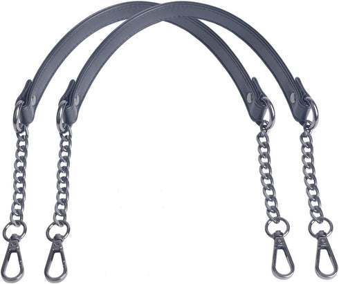 Beaulegan Purse Chain Handles - Microfiber Leather - Replacement for Shoulder Bag or Handbag 23.6 inch Long (2 PCS/Gunmetal Black)...