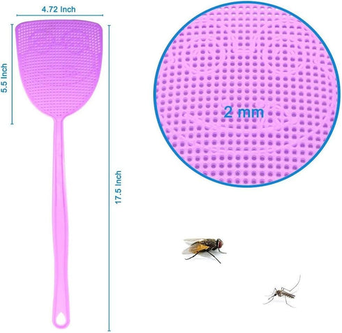 Fly Swatter, 4 Pack Strong Plastic Fly Swat Set Heavy Duty with Long Flexible Handle Multi Pack Assorted Colors...