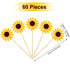 60 Pieces Sunflower Cupcake Toppers Yellow Flower Cake Picks Sunflower Toothpicks Summer Food Picks for Wedding Party Supplies Birthday Cake Decor...