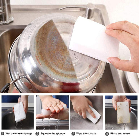 SmilePowo 100 Pack Magic Cleaning Sponges Eraser,Multi-Functional Premium Melamine Sponge Foam Cleaning Pads,Dish,Household Cleaning Sponge for Ki...