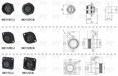 HangTon HE17 6 Pin Male Cable Plug Panel Socket Outdoor Waterproof Circular Power Connector...