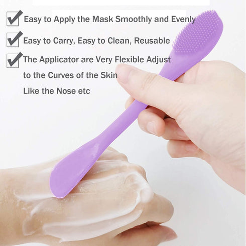 Silicone Facial Mask Applicator Face Masks Skincare Brush Facial Scrubber Double-Head Lotion Spatula Scoop for Makeup,Foundation,Cream,Lotion,Mois...