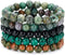BOMAIL 5PCS Semi-Precious Gemstone Bracelet - Healing Crystal Stone Beaded Bracelets for Women Men 8mm Round Beaded Stretch Bracelets Unisex Yoga ...