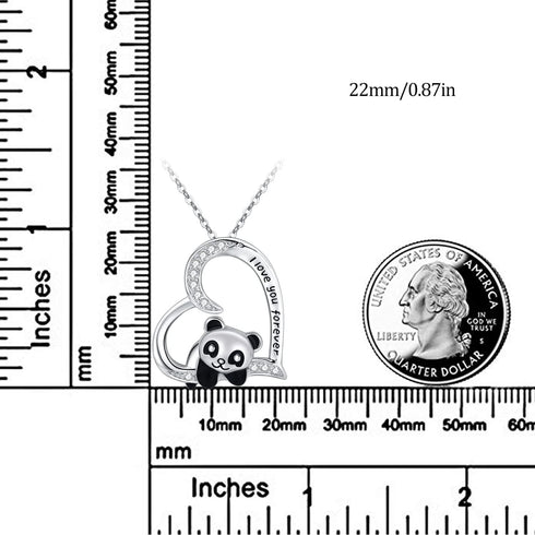 JUSTKIDSTOY Panda Necklace Gifts for Mother's Day 925 Sterling Silver Cute Animal Heart Pendant - I Love You Forever Jewelry for Women Daughter Pa...