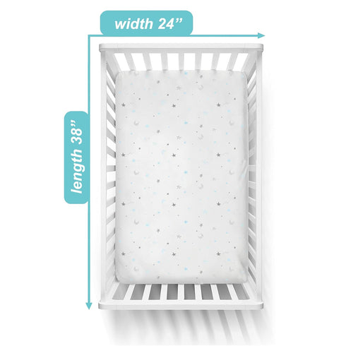 American Baby Company 2 Pack 100% Natural Cotton Fitted Mini Crib Sheets 38" x 24" - Soft & Breathable Small Nesting Portable Sheets, Fits Pack N ...