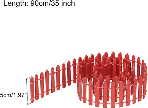 MECCANIXITY Miniature Garden Fence, 35 Inch Long Wood Ornament Wooden Decorative Picket Fence for DIY Crafts Project, Red Pack of 4...