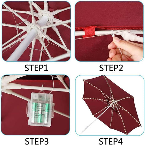 Umbrella Lights Patio Outdoor Strings Lights with 104 LEDs 8 Lighting Modes Remote Control, Battery Operated Waterproof Umbrella Lights 2024 Upgra...