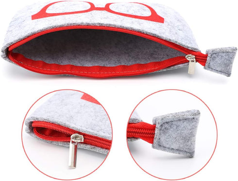 Soleebee 4 Pack Portable Eyeglasses Bag Case Soft Felt Zipper Glasses Purse Bag Makeup Storage Pouch...
