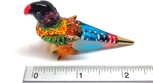 Handmade Mini Blown Glass 2" Orange Parrot Bird Fantasy Collectible Figurine, Dollhouse Gift Ideas, Cool Stuff Decor, Miniature Animals, Cute Tiny...