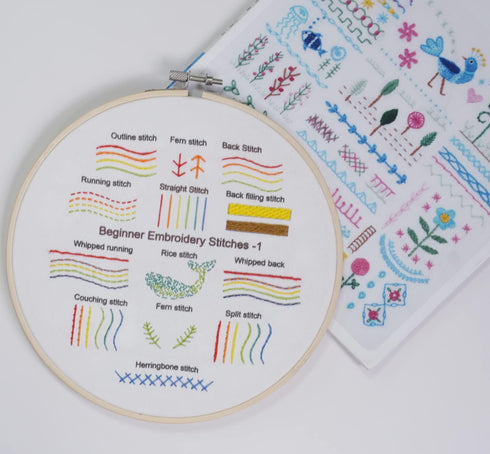 Fanryn Embroidery Kit for Beginners Beginner Embroidery Stitch Practice Kit, 3 Sets Embroidery Kit to Learn 35 Different Stitches for Craft Lover ...