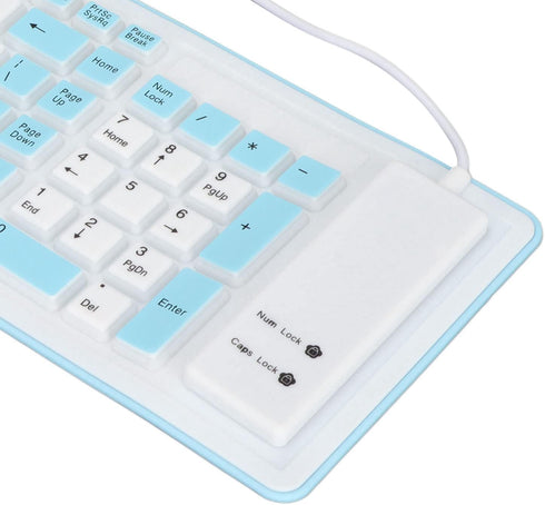 103 Keys Foldable Silicone Keyboard,Wired USB Silicone Keyboard Silent Keyboard Soft Touch Keyboard Waterproof Rollup Keyboard for PC Laptops(Blue...