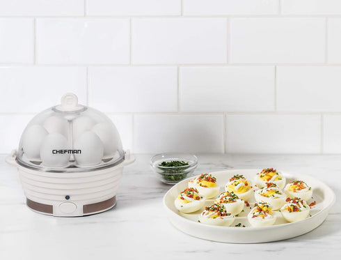Chefman Electric Egg Cooker Boiler, Rapid Poacher, Food & Vegetable Steamer, Quickly Makes Up To 6, Hard, Medium or Soft Boiled, Poaching/Omelet T...