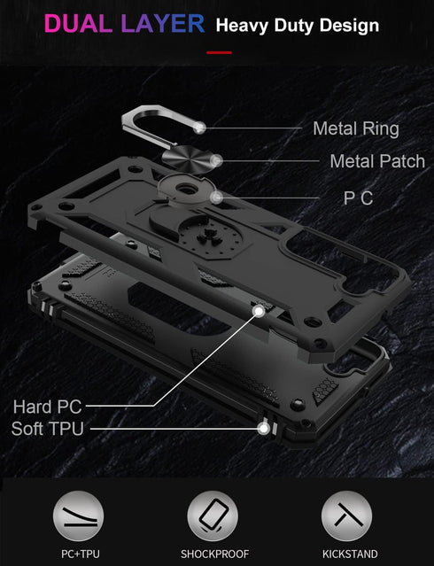 IKAZZ for Galaxy S22 Case,Military Grade Shockproof Heavy Duty Protective Phone Case Pass 16ft Drop Test with Magnetic Kickstand for Samsung Galax...