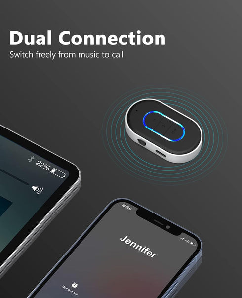 Aux Bluetooth 5.3 Adapter for Car, Bluetooth Car Adapter 3.5mm Aux Input, Aux to Bluetooth with On/Off Switch for Car/Home Stereo/Wired Headphones...