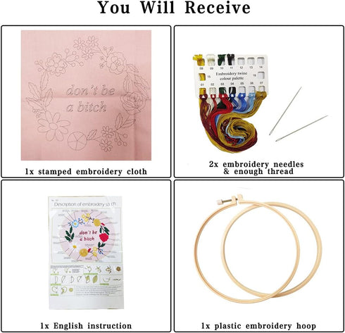 Artilife Embroidery Kit with Pattern and Instruction, Funny Cross Stitch Kits Include Embroidery Cloth, Hoop, Color Thread and Needles......