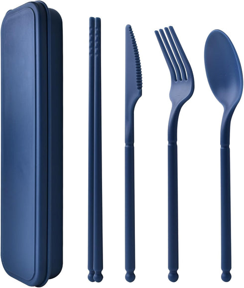 Reusable Utensils Set with Case, Eco-Friendly Bpa Free Plastic Travel Utensils, 1 Sets Plastic Spoons and Forks Set Plastic Cutlery Set for Lunch ...