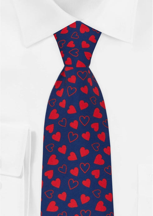 Jacob Alexander Men's Happy Valentine's Day Mini Red Hearts Pattern Pre-Tied Zipper Neck Tie - Dark Blue...