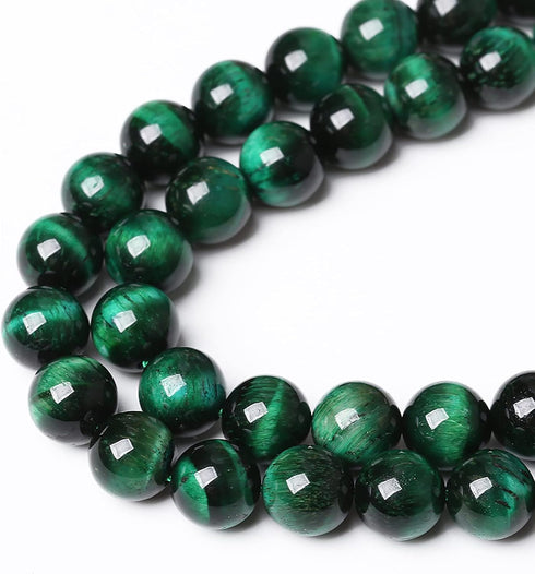 38PCS 10mm Top AAA Green Tiger Eye Beads Natural Stone Round Loose Beads for Jewelry Making DIY Bracelet,Necklace, Earrings 15" Inch...