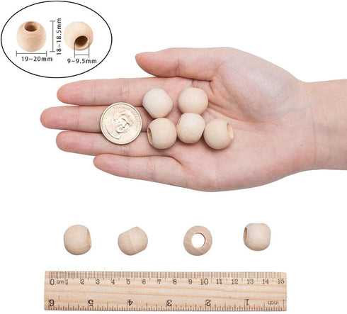 PH PandaHall 120pcs 20mm Natural Wooden Round Loose Beads for DIY Craft, Jewelry, Home Decor...