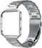 Simpeak Women Men Stainless Steel Band Strap with Stailess Steel Frame Compatible with Fitbit Blaze, Match Link Removal Tool, Silver...