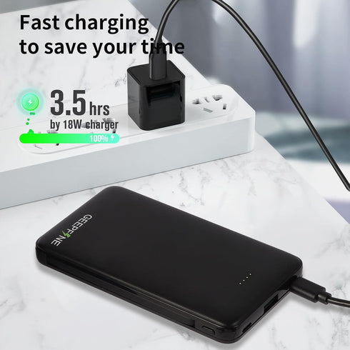 GEEPFINE Portable Charger with Built in Cable Fast Charging Power Bank 10000mah with Cables PD20W QC22.5W External Battery Portable Cable attched ...