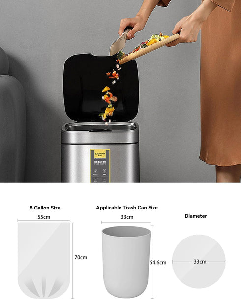 Trash Bags 8 Gallon, Medium Garbage Bags, No Flaps/Ties,1.31Mil Thickness, 55cm*70cm, 9.35g/pcs, Pack of 36 Count, Unscented, Black...