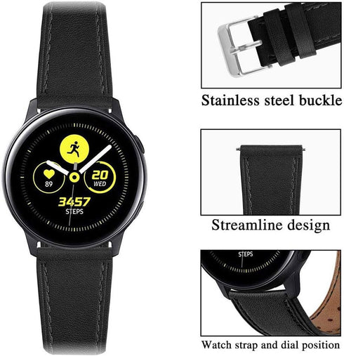 Leather Bands Compatible for Samsung Galaxy Watch 7 FE 6 5 4 Band 40mm 44mm, Watch 5 Pro 45mm/ 6 4 Classic 42mm 46mm 43mm 47mm/Active 2, 20mm Comf...
