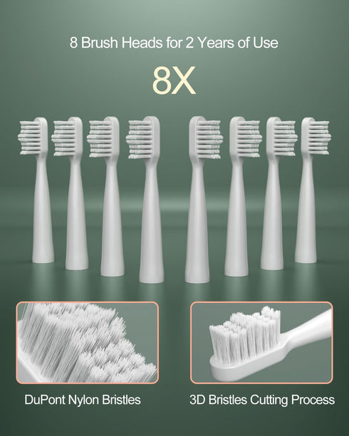 Upgrade Sonic Electric Toothbrush for Adults, 8 Replacement Brush Heads, Rechargeable Electric Toothbrush with 2-Minutes Timer IPX7 Water-Proof, f...