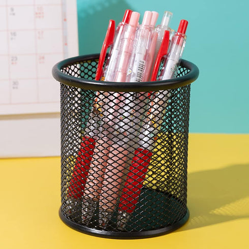 2 Pcs Wire Mesh Pen Cups Pencil Organizer Storage Holder Desktop Stationary Organizer Cup Makeup Brushes Organizer Holder for Home Office School...