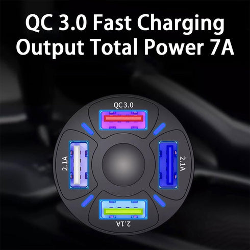 USB Car Charger, 4 Ports 50W with QC 3.0 Super Fast Charging, Cigarette Lighter USB Charger Adapter, Car Accessories, Compatible with Pro Max Andr...