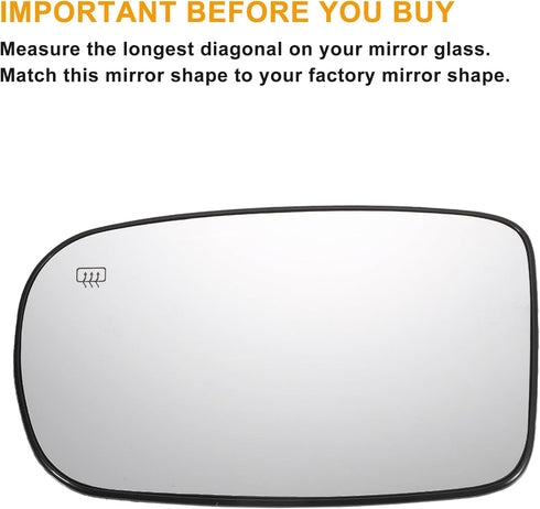 X AUTOHAUX Car Rearview Left Driver Side Mirror Glass Replacement W/Backing Plate Heated White Glass for Dodge Charger Challenger 2011-2021 for Ch...
