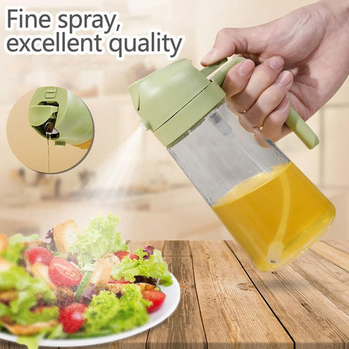 Oil Dispenser for kitchen, 2 In 1 Oil Dispenser & Oil Sprayers, 470ml/ 16oz Olive Oil Dispenser Bottle, Food-grade Oil Mister for Air Fryer, Bakin...