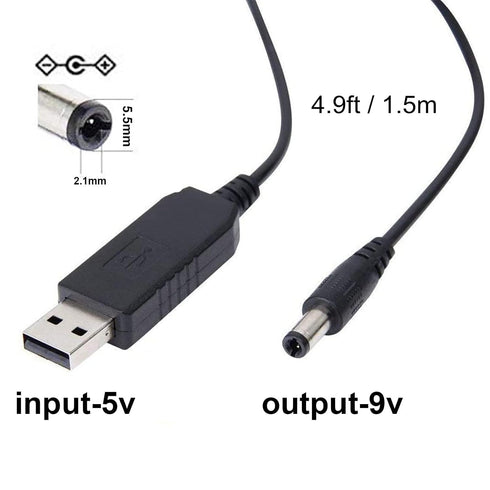 USB to 9V Adapter - DC 5V to DC 9V Step Up Cable Cord with DC Jack 5.5 x 2.1mm for Fan, Table Lamp, Piano Keyboard, Bluetooth Audio, Wireless Rout...