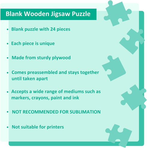 Blank Puzzle with 24 Pieces, Each Piece is Unique, Blank Wooden Jigsaw Puzzles with Puzzle Tray for Crafts & DIY, Make Your Own Puzzle 11.7x8.8 In...