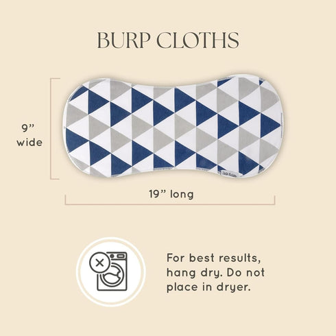 Dodo Babies 5-Pack Baby Burp Cloths - Soft, Absorbent Cotton Burp Cloths - includes Pacifier Case and 2 Pacifier Clips - Colors: Black, Blue and G...
