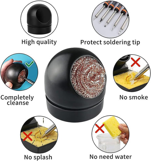 Soldering Iron Tip Cleaner, High Temperature Resistant Solder Tips Cleaning Wire Ball & Base Holder Soft Coiled Brass Metal Scrubber Tip Cleaner K...
