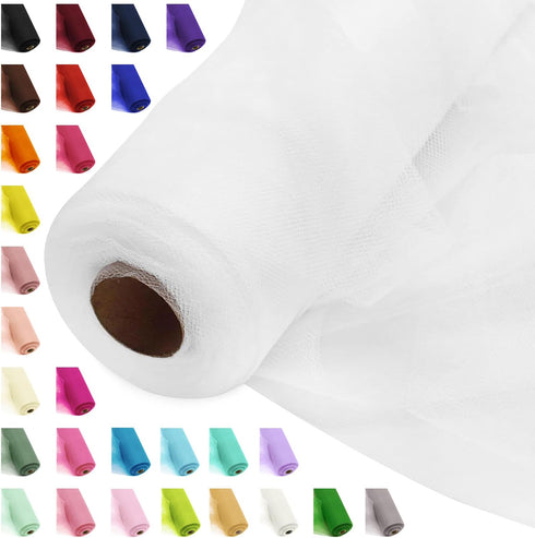 54" by 20 Yards White Tulle Fabric Rolls - Tutu Spool Bolt for DIY Wedding Decoration, Baby Shower Tutu Skirt, Gift Wrapping - Large Matte Tulle, ...