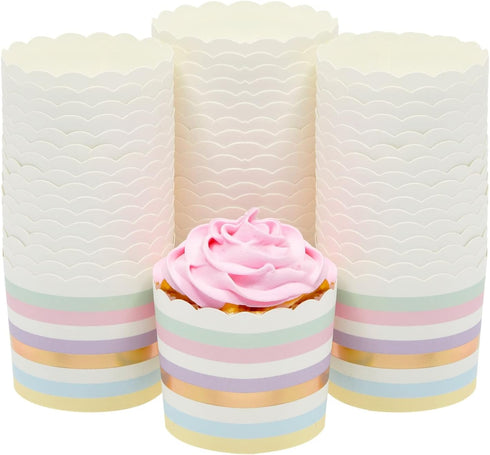 Sparkle and Bash 50-Pack Pastel Cupcake Liners - Large Paper Baking Cups for Birthdays, Home Baking, Bake Sales, Bridal Showers (2.2 In)...