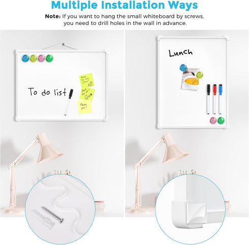 MaxGear Double-Sided Dry Erase Board for Wall, 16"x12" Hanging Whiteboard, Small Dry Erase White Board with 3 Markers&4 Magnets, Portable Whiteboa...
