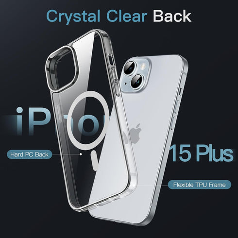 JETech Magnetic Case for iPhone 15 Plus 6.7-Inch Compatible with MagSafe Wireless Charging, Shockproof Phone Bumper Cover, Anti-Scratch Clear Back...